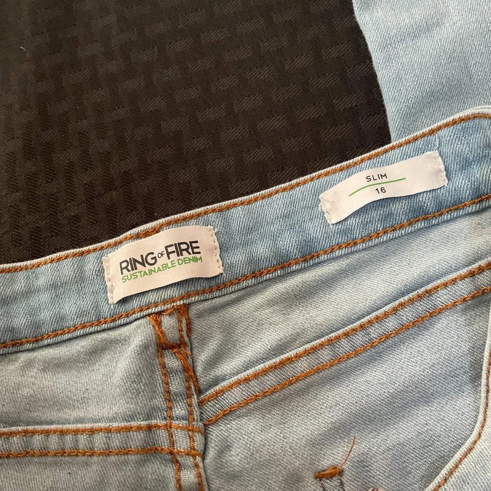 Ring Of Fire Jeans Boys 16 Slim Light Wash Blue Moto Biker‎ Skinny Stretch Denim